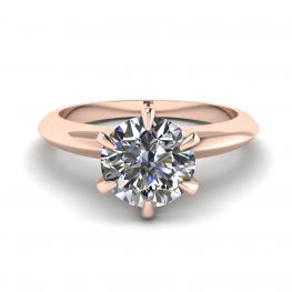 Runder 6-Krappen-Diamant-Verlobungsring aus Roségold