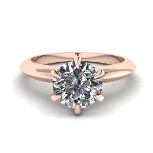 Runder 6-Krappen-Diamant-Verlobungsring aus Roségold