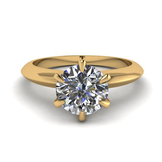 Runder Diamant-Verlobungsring mit 6 Zinken aus Gelbgold, Bild 1