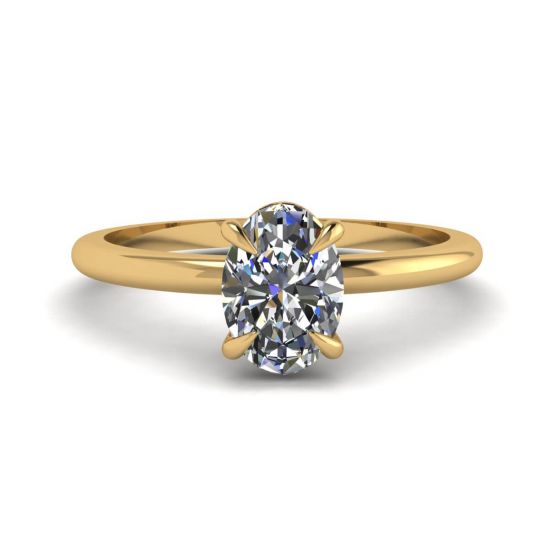 Klassischer ovaler Diamant-Solitärring aus Gelbgold, Bild 1