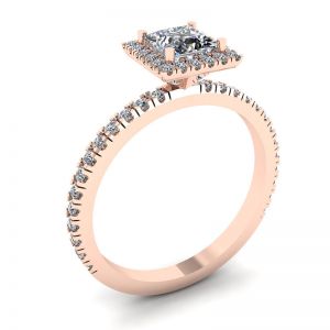 Verlobungsring mit schwebendem Halo-Diamant im Prinzessschliff aus Roségold - Foto 3