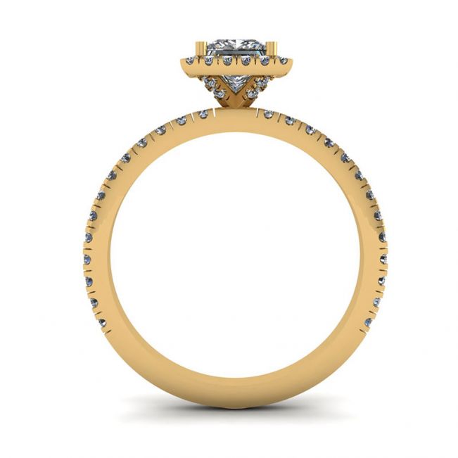 Verlobungsring mit schwebendem Halo-Diamant im Prinzessschliff aus Gelbgold - Foto 1
