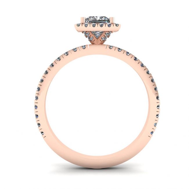 Verlobungsring mit schwebendem Halo-Diamant im Prinzessschliff aus Roségold - Foto 1