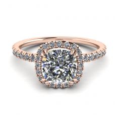 Kissen-Diamant-Halo-Verlobungsring aus Roségold