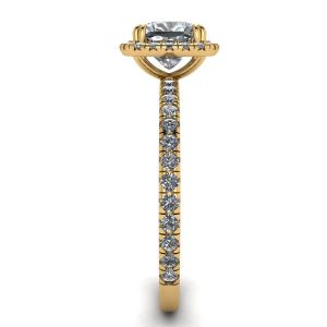 Kissen-Diamant-Halo-Verlobungsring aus Gelbgold - Foto 2