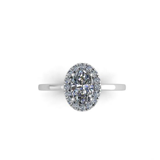 Ovaler Diamant-Halo-Verlobungsring, Bild vergrößern 1