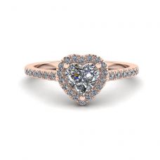 Herz-Diamant-Halo-Verlobungsring aus Roségold