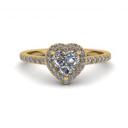 Herz-Diamant-Halo-Verlobungsring aus Gelbgold