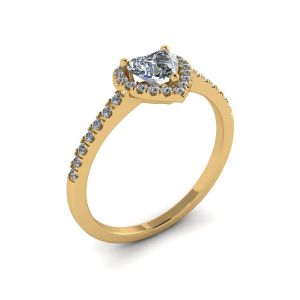 Herz-Diamant-Halo-Verlobungsring aus Gelbgold - Foto 3