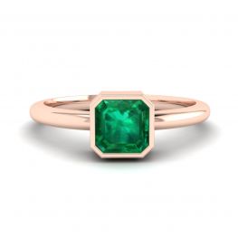 Stilvoller quadratischer Smaragdring aus 18 Karat Roségold