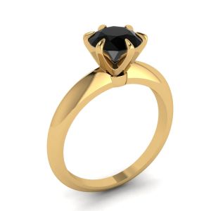 Verlobungsring Gelbgold 1 Karat schwarzer Diamant - Foto 3