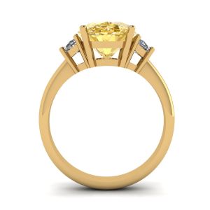 Ovaler Ring mit gelbem Diamant und seitlichem Halbmond aus weißen Diamanten aus Gelbgold - Foto 1