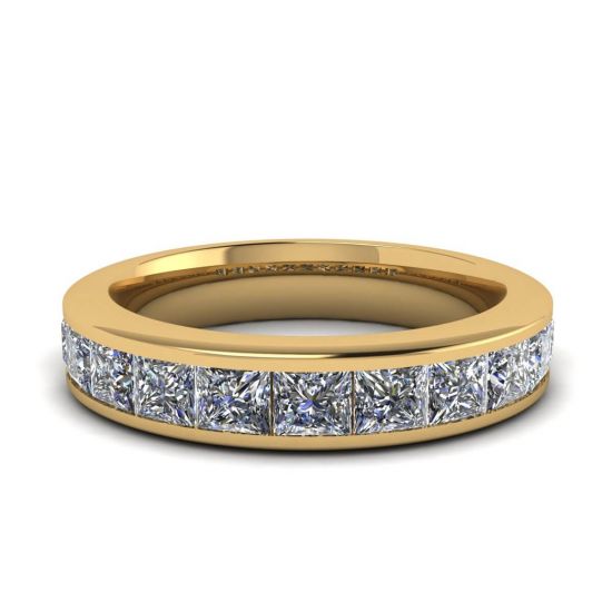 Eternity-Diamantring im Princess-Schliff aus Gelbgold, Bild vergrößern 1