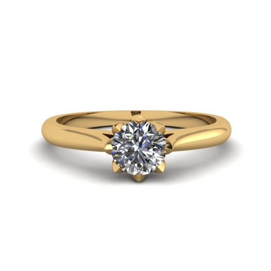 Lotus-Diamant-Verlobungsring aus Gelbgold, Bild vergrößern 1