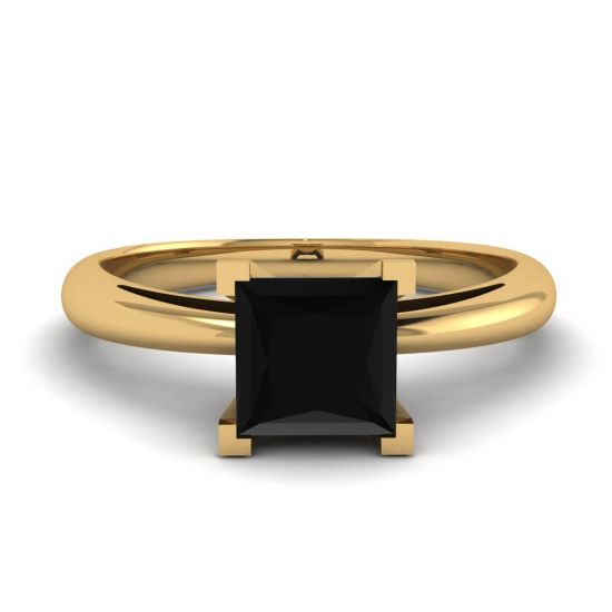 Quadratischer schwarzer Diamantring aus Gelbgold, Bild 1