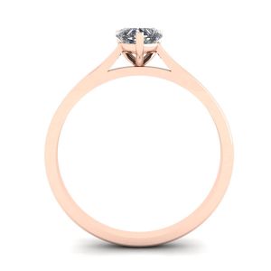 Einfacher flacher Ring mit Herzdiamant aus Roségold - Foto 1
