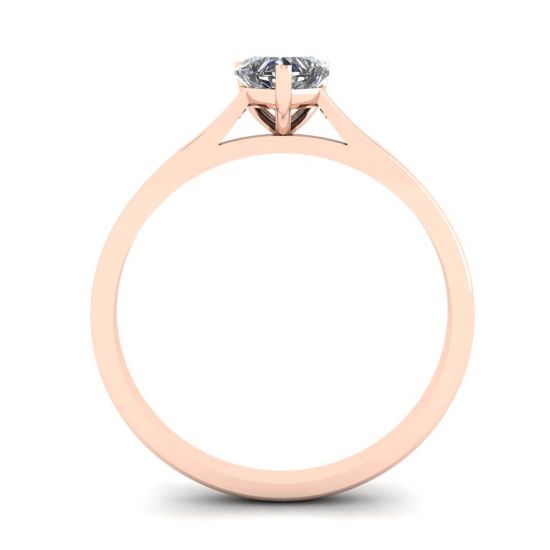 Einfacher flacher Ring mit Herzdiamant aus Roségold, More Image 0