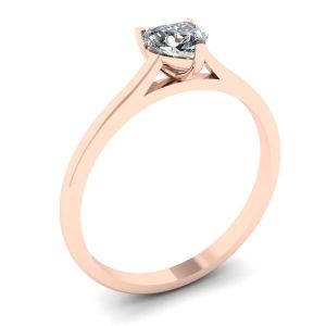 Einfacher flacher Ring mit Herzdiamant aus Roségold - Foto 3