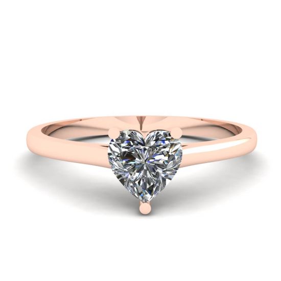 Einfacher flacher Ring mit Herzdiamant aus Roségold, Bild 1