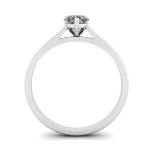 Einfacher flacher Ring mit Herzdiamant aus Weißgold - Foto 1