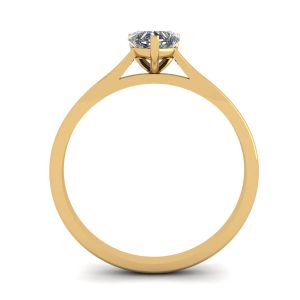 Einfacher flacher Ring mit Herzdiamant aus Gelbgold - Foto 1