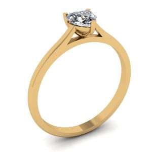 Einfacher flacher Ring mit Herzdiamant aus Gelbgold - Foto 3