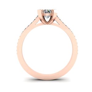 Designer-Ring mit rundem Diamant und Pavé-Roségold - Foto 1