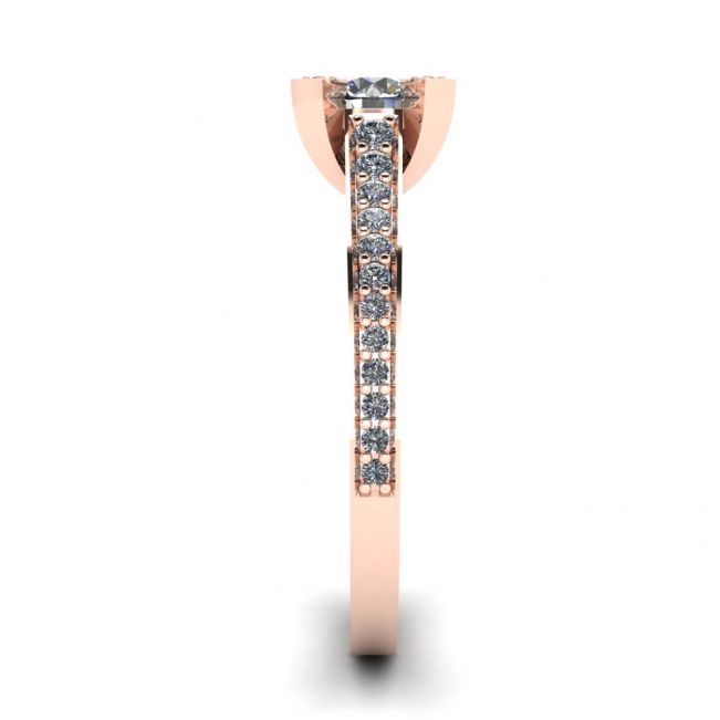 Designer-Ring mit rundem Diamant und Pavé-Roségold - Foto 2