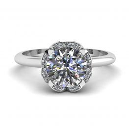 Spitzenblumenkissen-Diamantring aus Weißgold