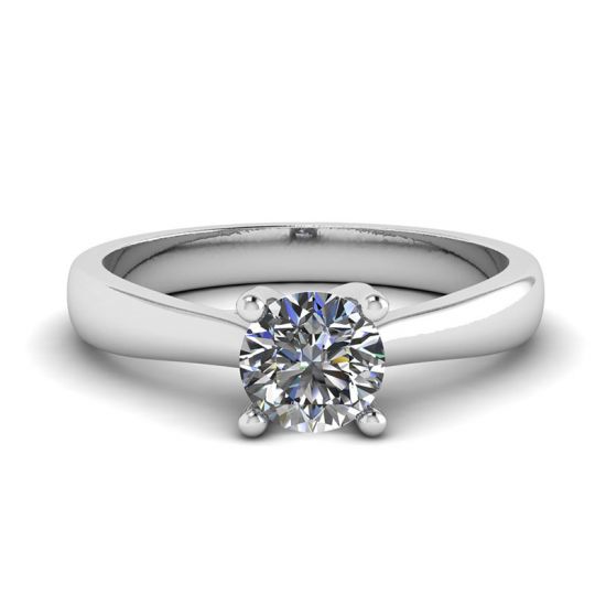 Ring mit gekreuzten Zinken und rundem Diamant, Bild 1