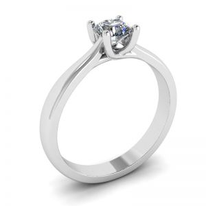 Ring mit gekreuzten Zinken und rundem Diamant - Foto 3