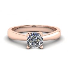 Ring mit gekreuzten Zinken und rundem Diamant aus 18-karätigem Roségold