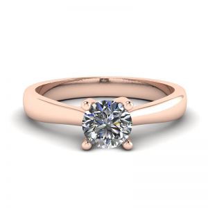 Ring mit gekreuzten Zinken und rundem Diamant aus 18-karätigem Roségold