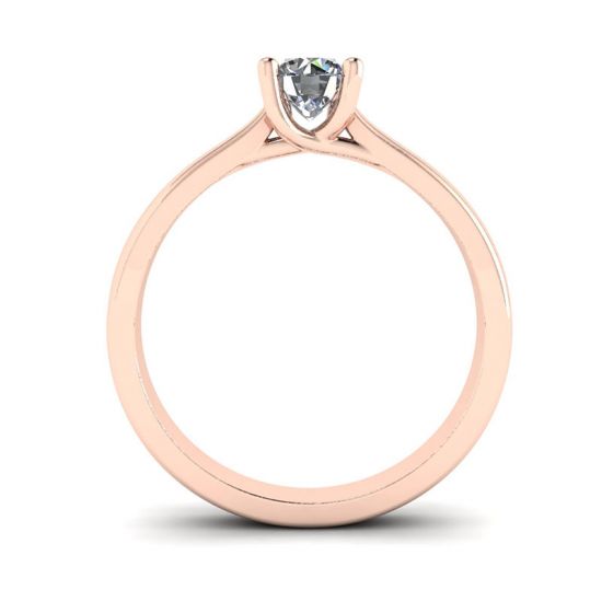 Ring mit gekreuzten Zinken und rundem Diamant aus 18-karätigem Roségold, More Image 0