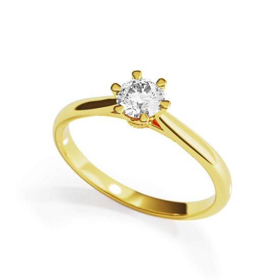 6-Krappen-Verlobungsring mit Kronendiamant aus Gelbgold,  Bild vergrößern 4