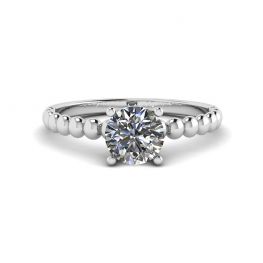Runder Diamant-Solitär auf Perlenring aus Weißgold