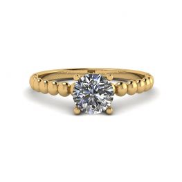 Runder Diamant-Solitärring auf Perlenring aus Gelbgold