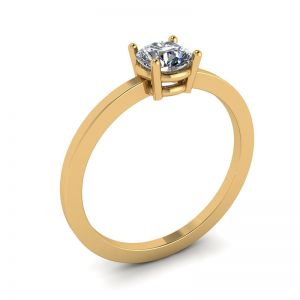 Einfacher Ring aus 18-karätigem Gelbgold mit rundem Diamant-Solitär - Foto 3