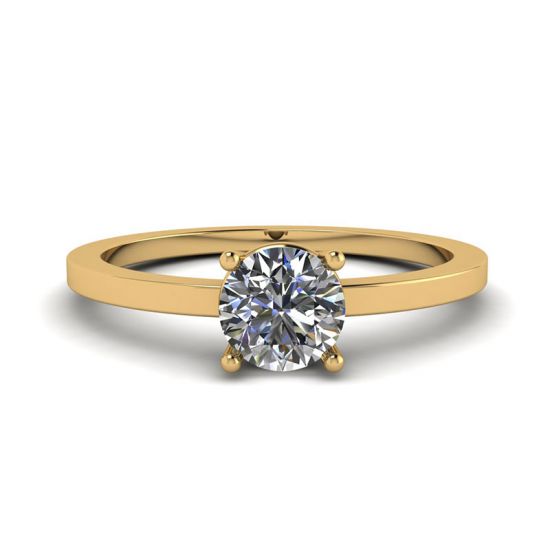 Einfacher Ring aus 18-karätigem Gelbgold mit rundem Diamant-Solitär, Bild vergrößern 1