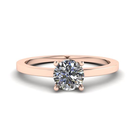 Einfacher Ring aus 18-karätigem Roségold mit rundem Diamant-Solitär, Bild vergrößern 1