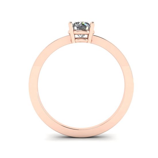 Einfacher Ring aus 18-karätigem Roségold mit rundem Diamant-Solitär, More Image 0
