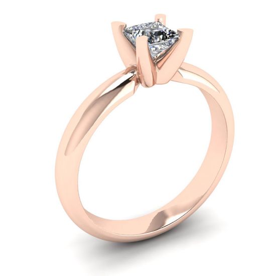 Ring aus Roségold mit Diamant im Prinzessschliff,  Bild vergrößern 4