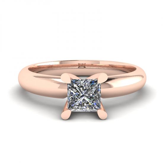 Ring aus Roségold mit Diamant im Prinzessschliff, Bild vergrößern 1