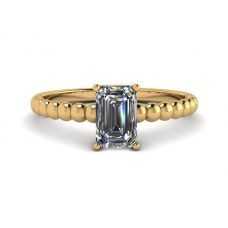 Bärtiger Ring mit Diamanten im Smaragdschliff aus Gelbgold