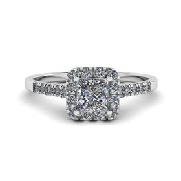 Halo-Diamantring im Princess-Schliff