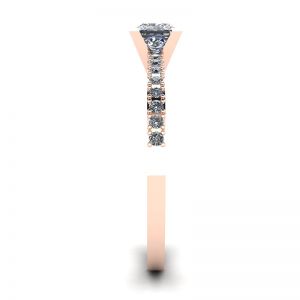 Diamantring im Prinzessschliff in V-Form mit seitlicher Pavé-Fassung in Roségold - Foto 2