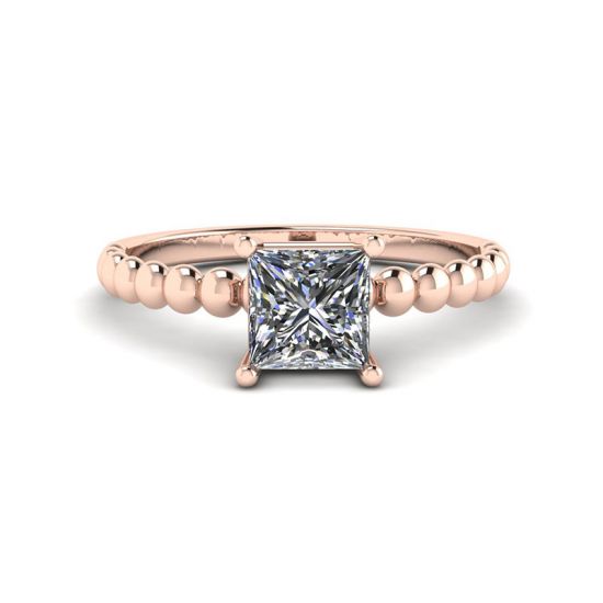 Bärtiger Ring mit Diamant im Prinzessschliff aus 18 Karat Roségold