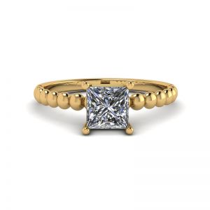 Bärtiger Ring mit Diamant im Prinzessschliff aus 18 Karat Gelbgold