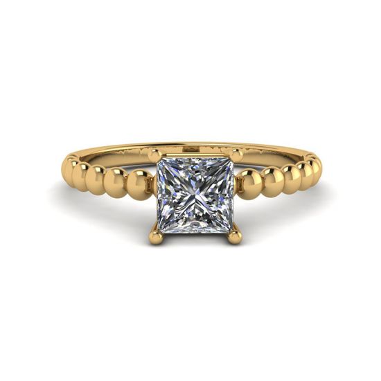 Bärtiger Ring mit Diamant im Prinzessschliff aus 18 Karat Gelbgold, Bild 1