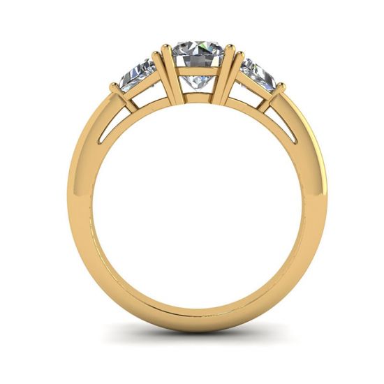 Ring mit drei Diamanten aus 18 Karat Gelbgold,  Bild vergrößern 2